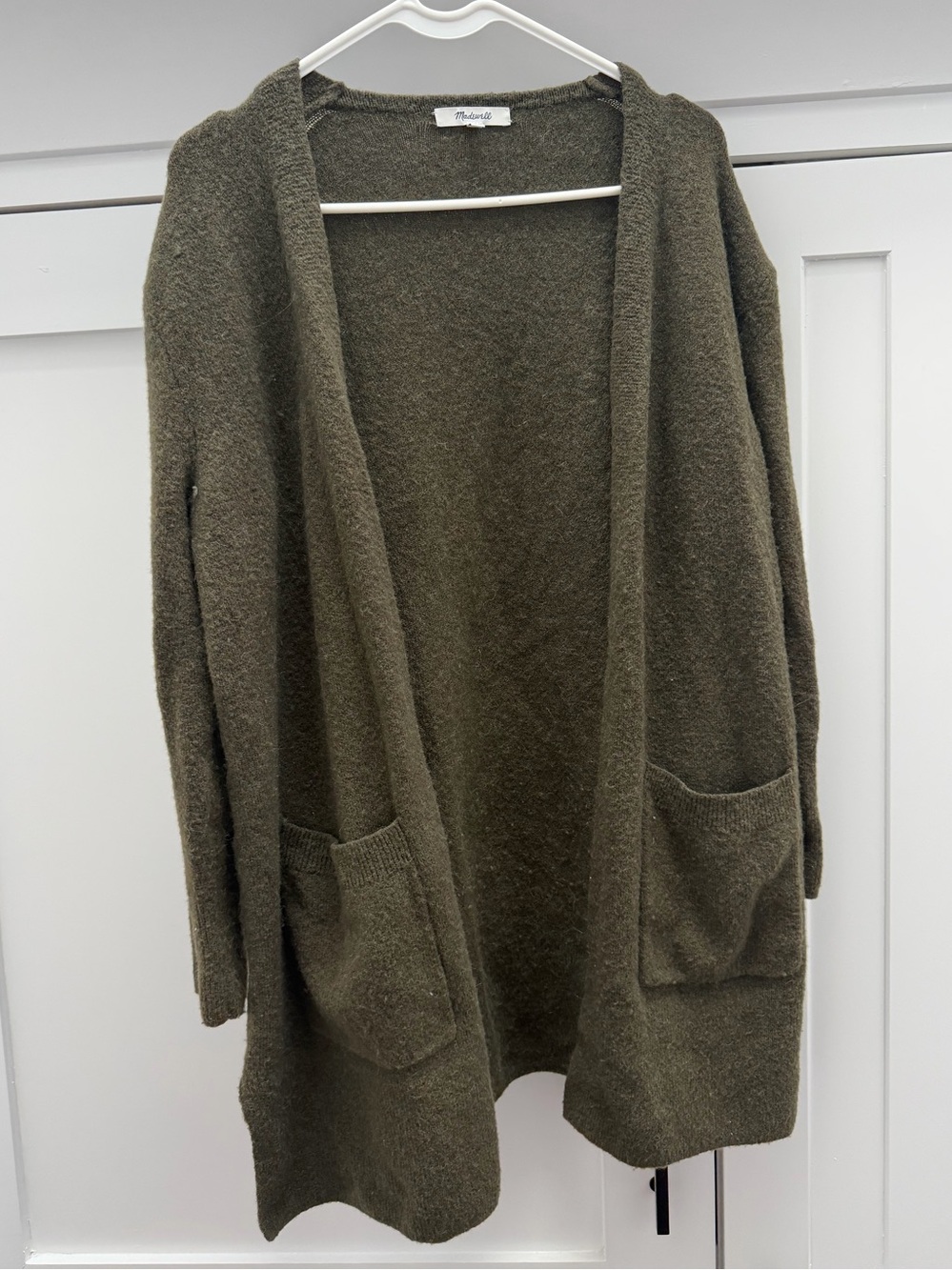 Madewell Olive Green Open-Front Pocket Cardigan